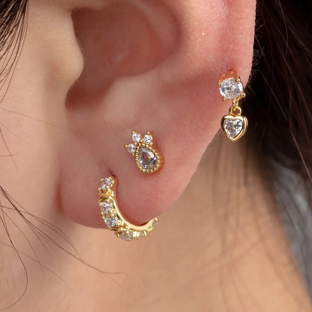 1 Piece Simple Series Classic Heart Copper No Plating Material Zircon Women Stud Earrings h5Picture2